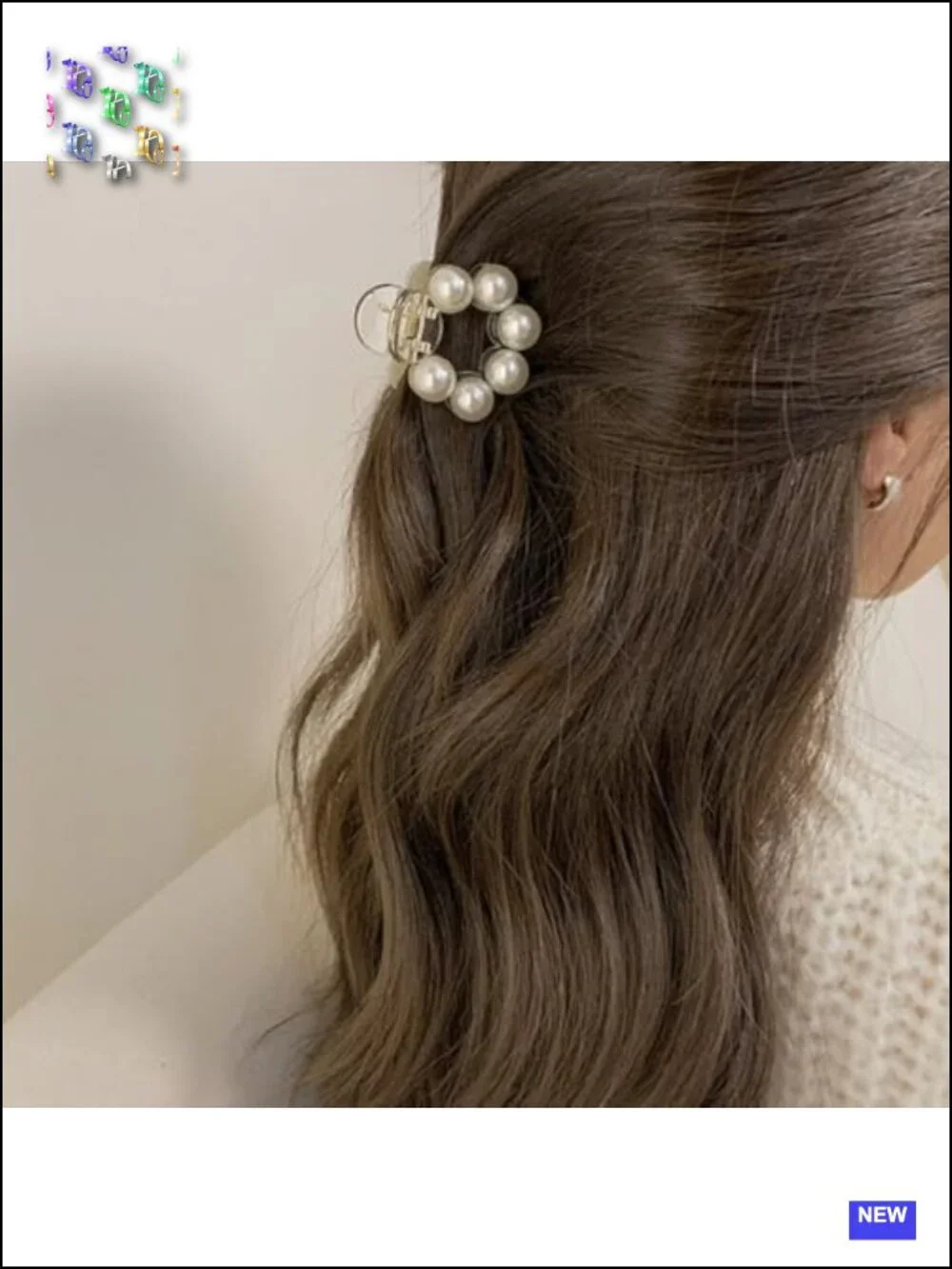 Set of 4 Mini Pearl Hair Claw Clips with Strong Spring Hold